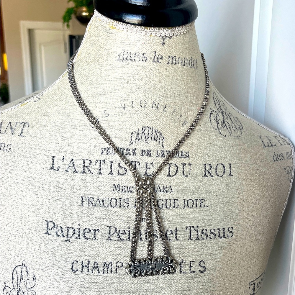 Vintage Sergio Guiterez silver mesh butterfly design triple strand necklace